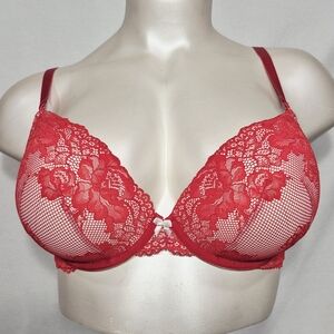 38DDD Torrid Push Up Plunge Lace Covered Underwire Bra Red & White‎